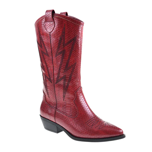 Josea Snakeskin Cowgirl Boots 鈥?Red